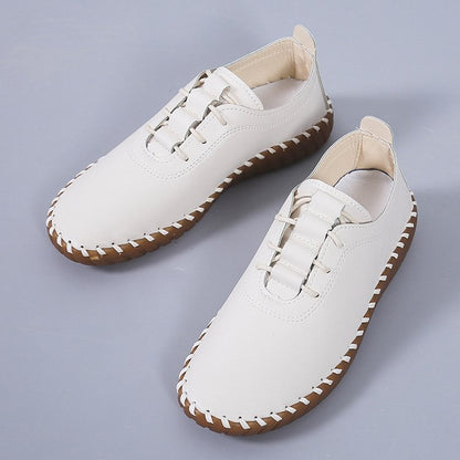 Damen weiches Leder hohle Schnürschuhe flach