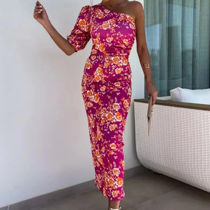 Celeste - Ein-Schulter-Kleid mit Puffärmeln