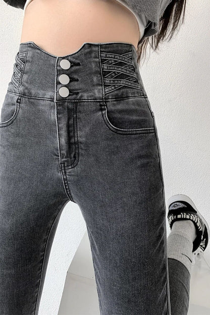 Vintage Bleistift-Jeans für Frauen Zocker