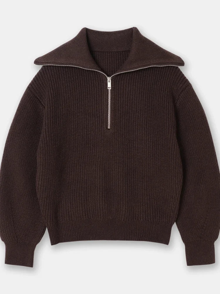 Madeleine - Rollkragenpullover mit gestreiftem Revers