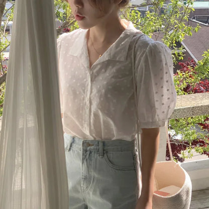 LEILA | Unifarbene Chiffonbluse mit V-Ausschnitt für Damen