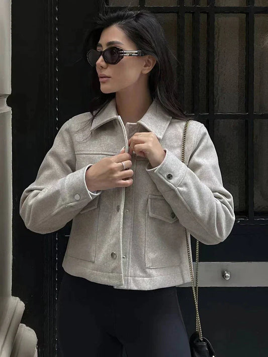 Stylische schicke Wolljacke mit Knopfleiste für Damen
