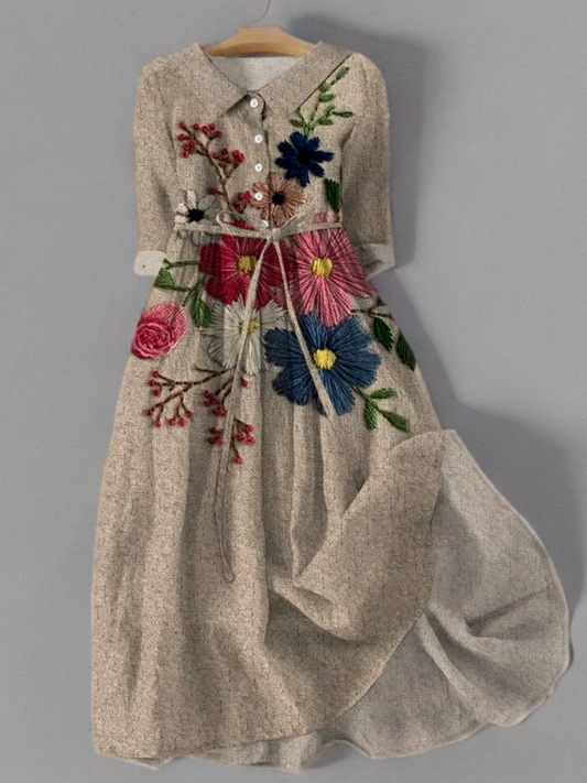 Brianna - Vintage-Kleid mit Taschen aus botanischer Spitze