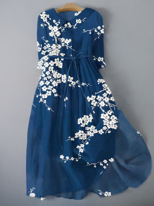 Rivette - Kleid aus Leinen und Baumwolle mit Blumenmuster
