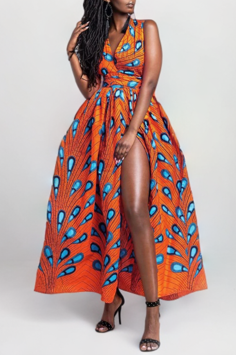 Geneva - Klassisches rückenfreies Kleid in Mandarine mit A-Linien-Ausschnitt