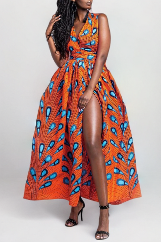 Geneva - Klassisches rückenfreies Kleid in Mandarine mit A-Linien-Ausschnitt
