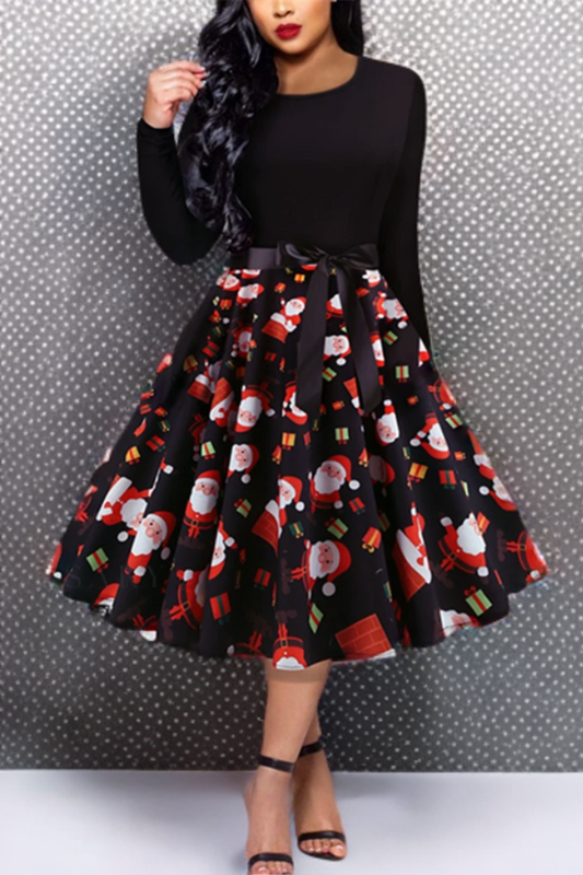 Aveena - Klassisches Vintage Swing Kleid mit langen Ärmeln