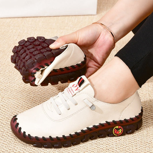 Damen Leder weichen Boden flache Schuhe
