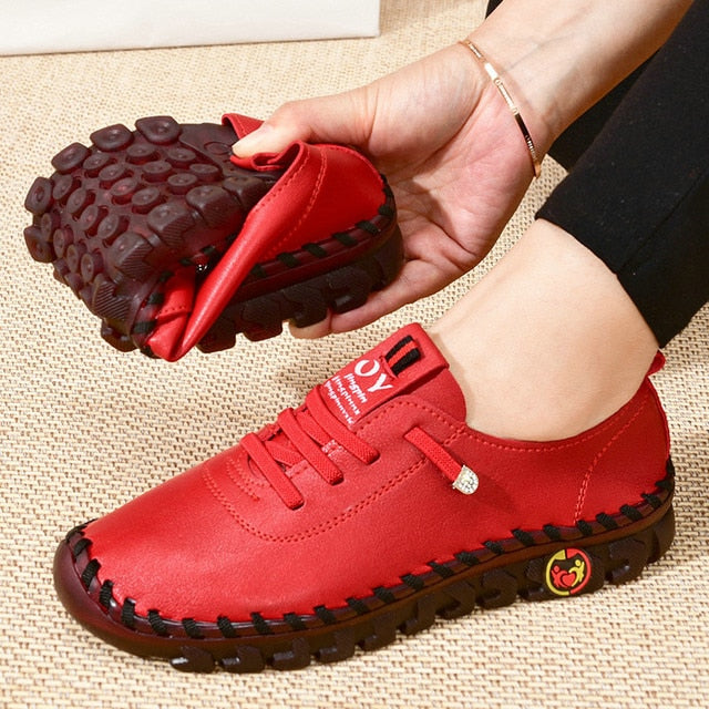 Damen Leder weichen Boden flache Schuhe