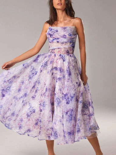 Stella - Asymmetrisches Kleid mit bedrucktem Band