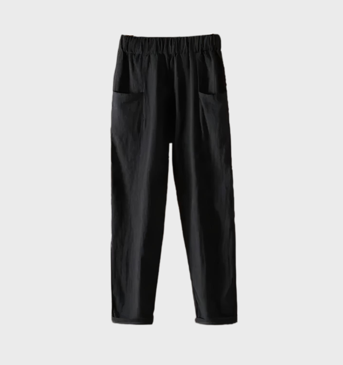 Aurélie - Bequeme, gerade geschnittene Hose aus Leinen mit Taschen und Volantbund