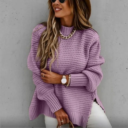 Lilac - Geschlitzter Strickpullover für Frauen