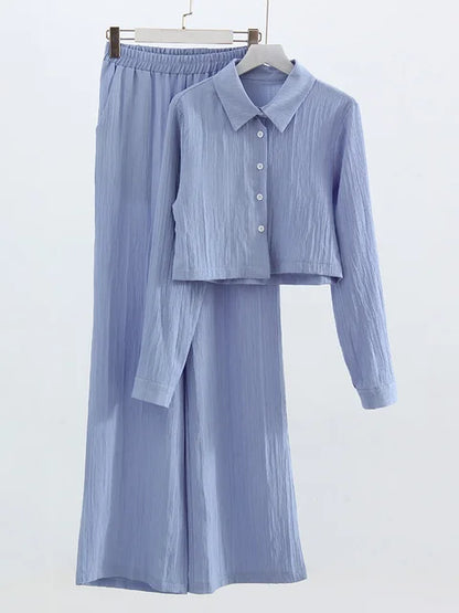 Wyomara Suit | Damen Crop Top und Hose mit weitem Bein Set