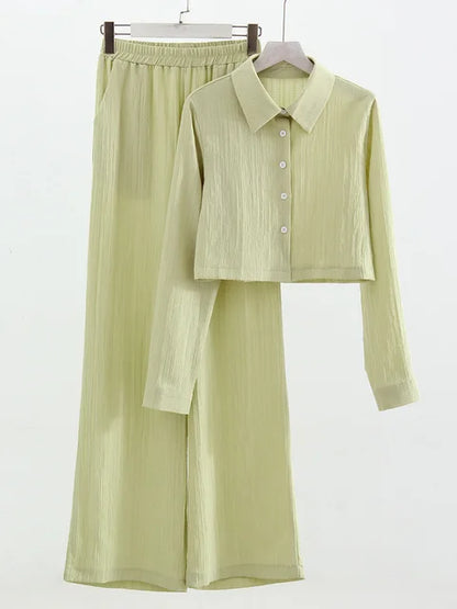 Wyomara Suit | Damen Crop Top und Hose mit weitem Bein Set