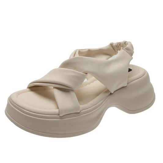Dicke, gedrehte Sommer-Gladiatorensandalen mit offener Spitze - Capri