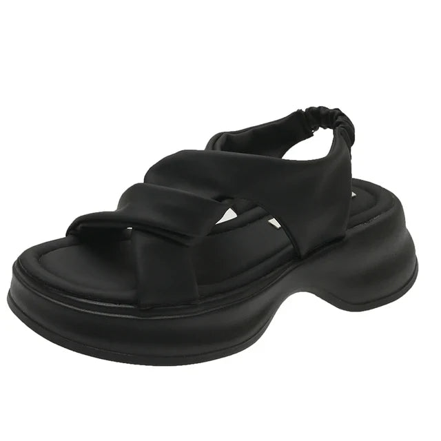 Dicke, gedrehte Sommer-Gladiatorensandalen mit offener Spitze - Capri