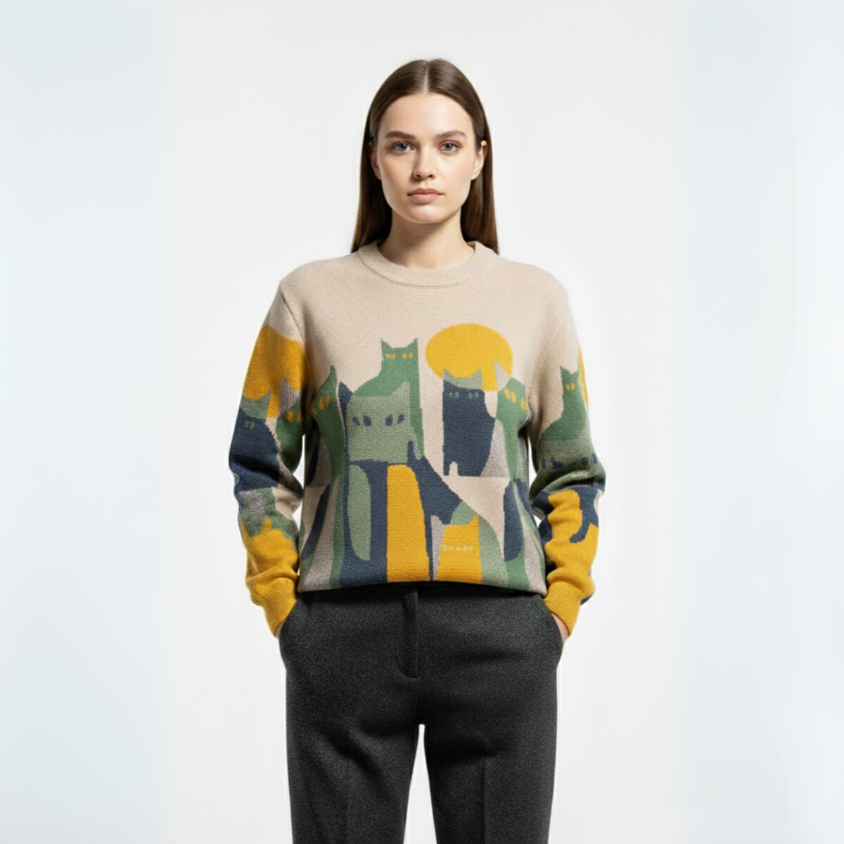 Amélie | Unisex-Pullover mit Katzenmotiv – schick und bequem