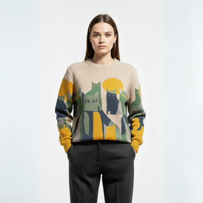 Amélie | Unisex-Pullover mit Katzenmotiv – schick und bequem
