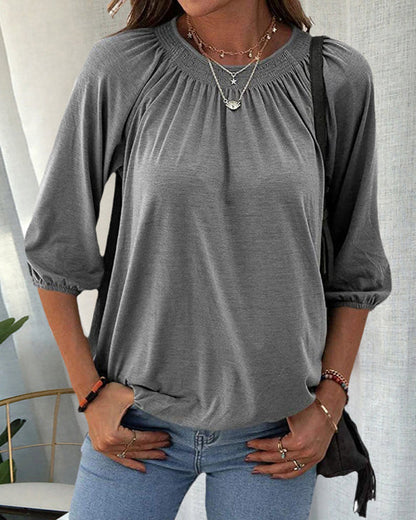 Yadira Bluse | Damen Rundhalsausschnitt Bluse