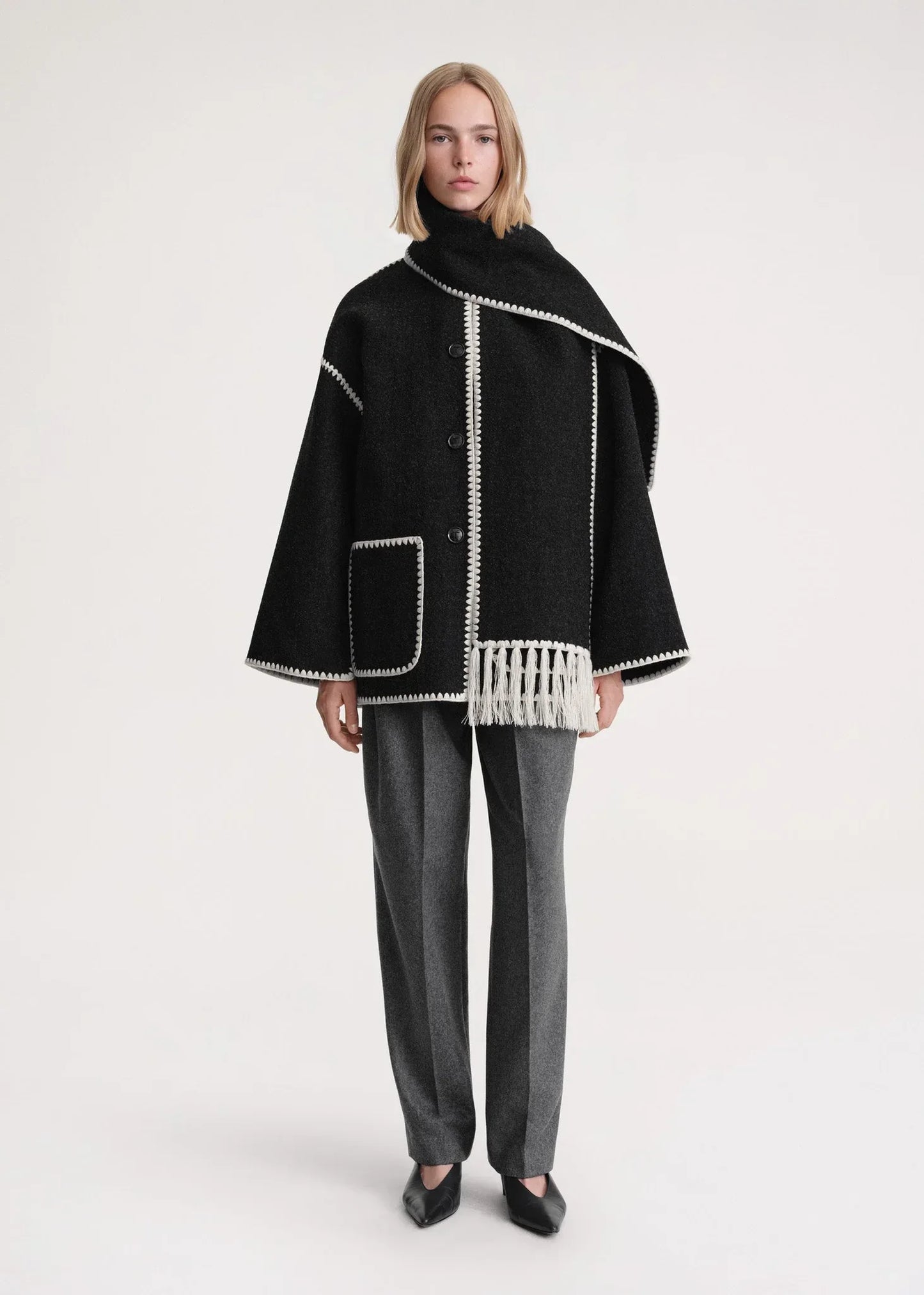 Warmer Wollmantel für Frauen | Grau - Elegant und stilvoll