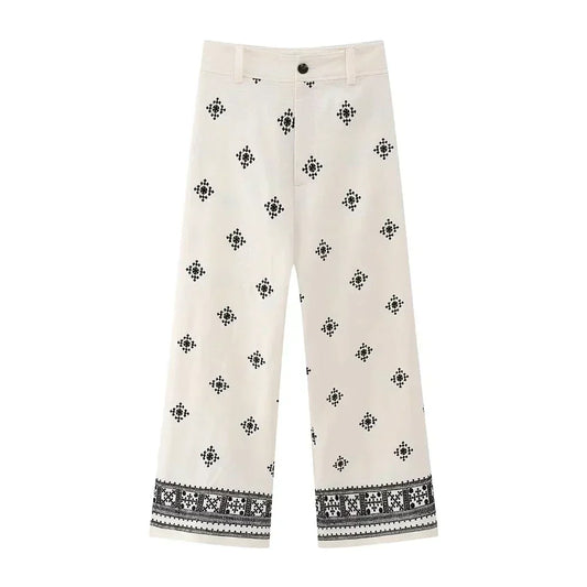 Sophie - Gerade geschnittene, bestickte Vintage-Hose