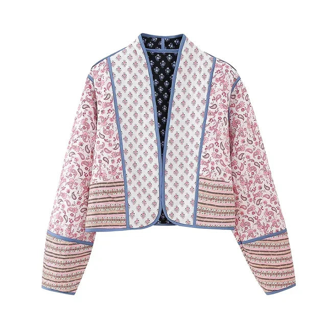 Vintage Patchwork Damen Blumenjacke