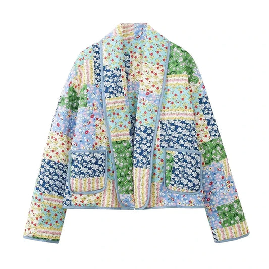 Vintage Patchwork Damen Blumenjacke