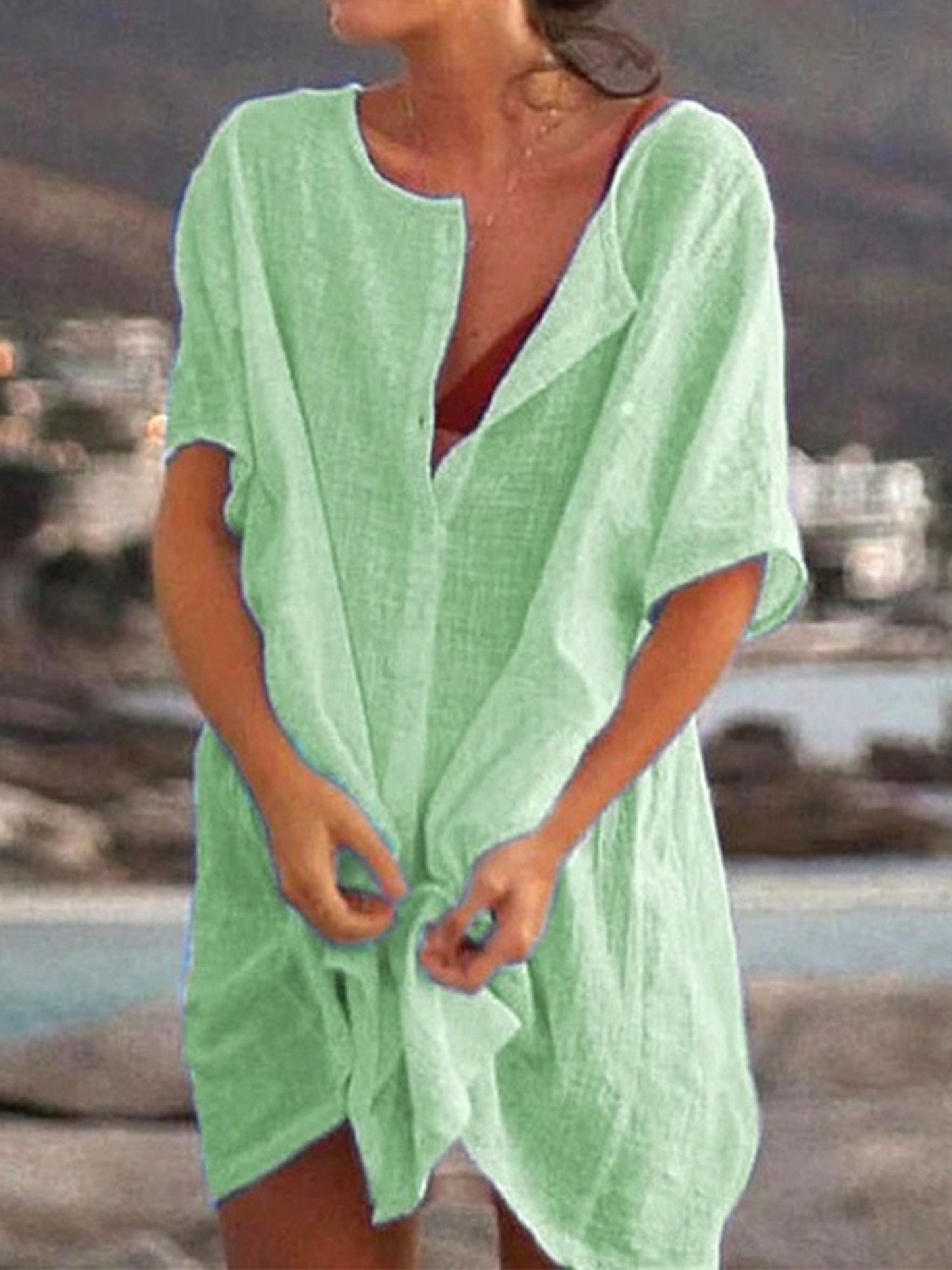 Tamara - Damen-Kleid aus Baumwolle und Leinen mit lockerer Passform