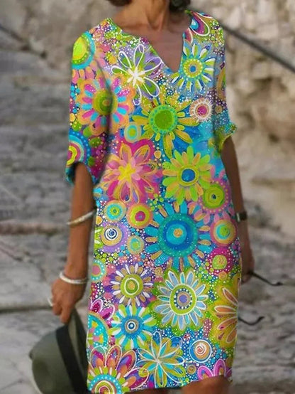 Floor | Halbärmliges Sommerkleid mit Blumendruck