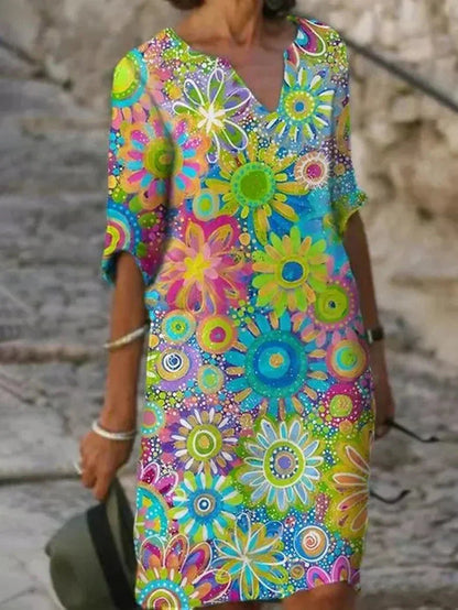 Effie - Sommerkleid mit V-Ausschnitt und Druck