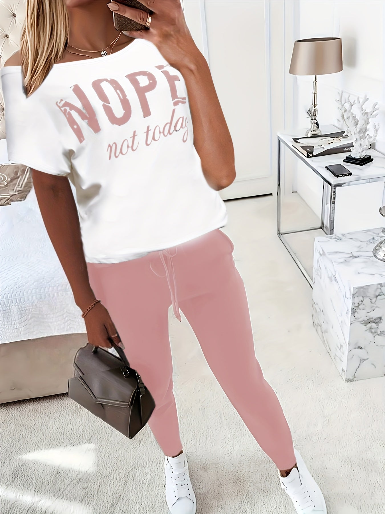 Zweiteiliges Set - Lässiges kurzärmeliges T-Shirt & lange Hose