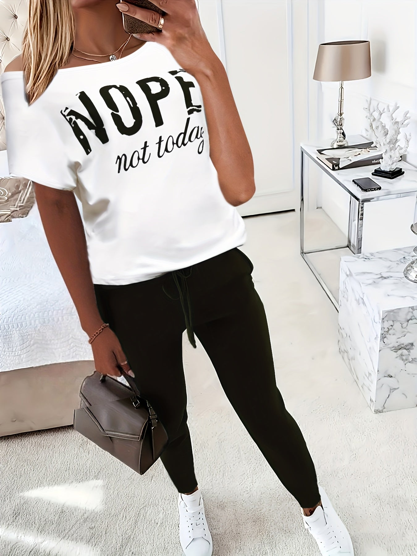 Zweiteiliges Set - Lässiges kurzärmeliges T-Shirt & lange Hose