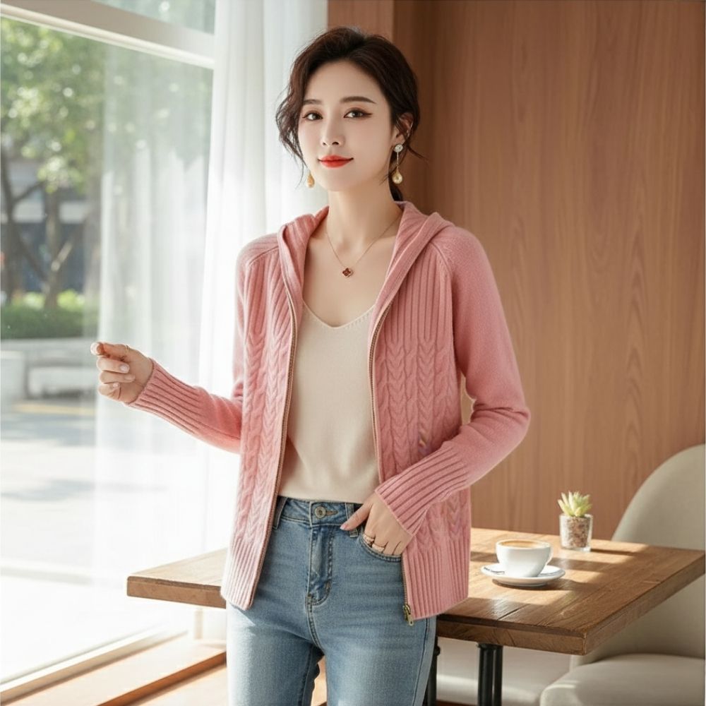 Ubelia | Damen-Strickjacke aus Kaschmir mit schicker Kordel