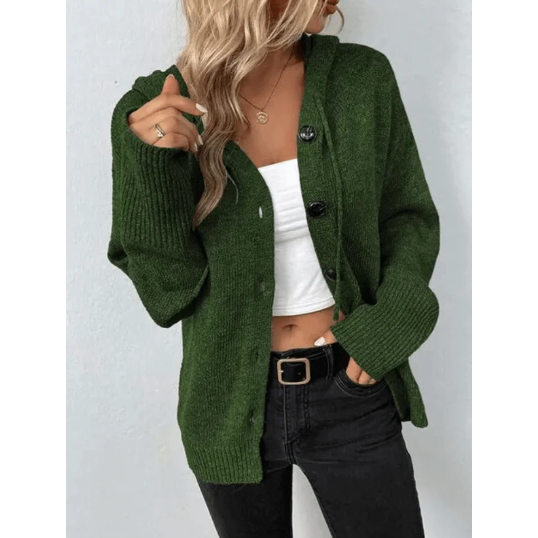 Warme Damen Strickjacke mit Knopf