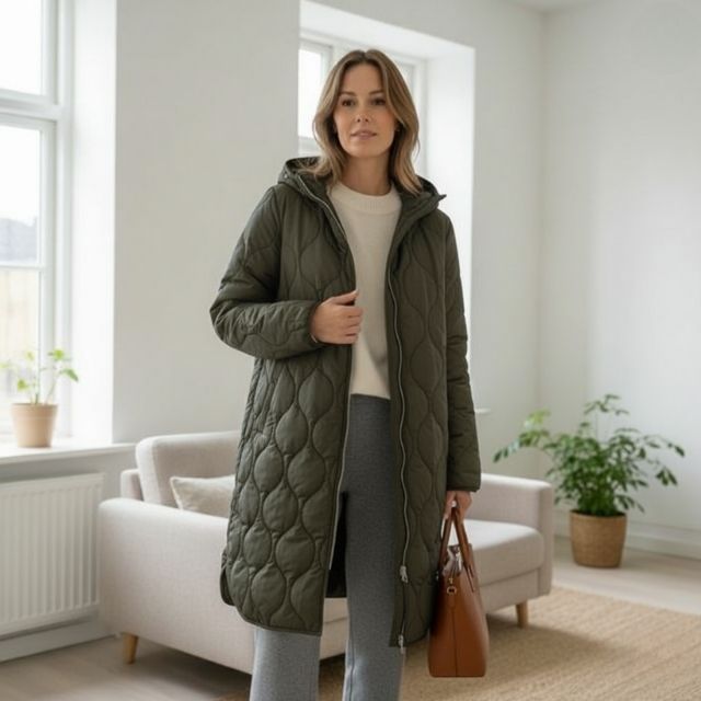 Danielle | Gemusterter Damenparka mit Kapuze – schick und bequem