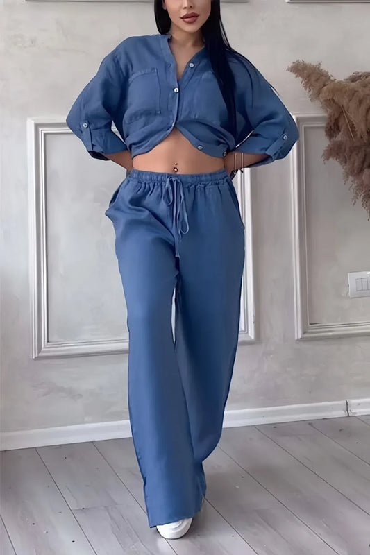 Abi - Stylisches Herbstset mit Top und Leinenhose für Frauen