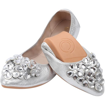 Glitzernde strassbesetzte Ballerina-Flats - Yelena