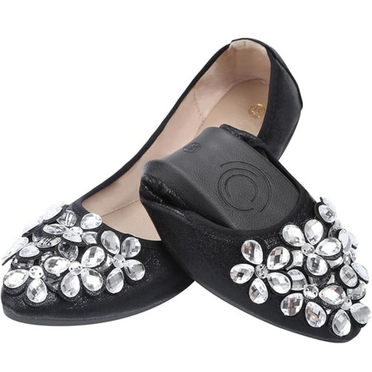Glitzernde strassbesetzte Ballerina-Flats - Yelena