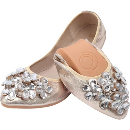 Glitzernde strassbesetzte Ballerina-Flats - Yelena