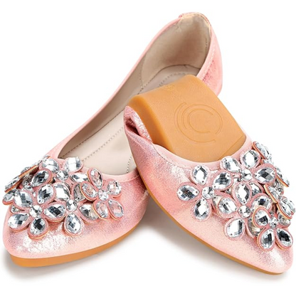 Glitzernde strassbesetzte Ballerina-Flats - Yelena