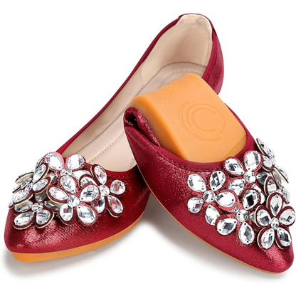 Glitzernde strassbesetzte Ballerina-Flats - Yelena