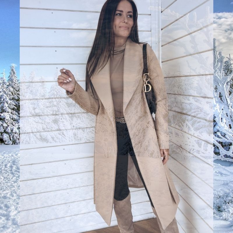 Lange Baumwolljacke ohne Knöpfe