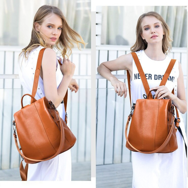 Antonia - Anti-Diebstahl-Rucksack aus Leder