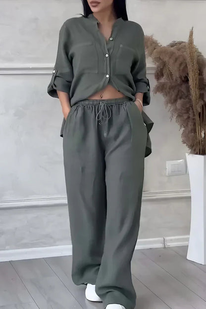 Abi - Stylisches Herbstset mit Top und Leinenhose für Frauen