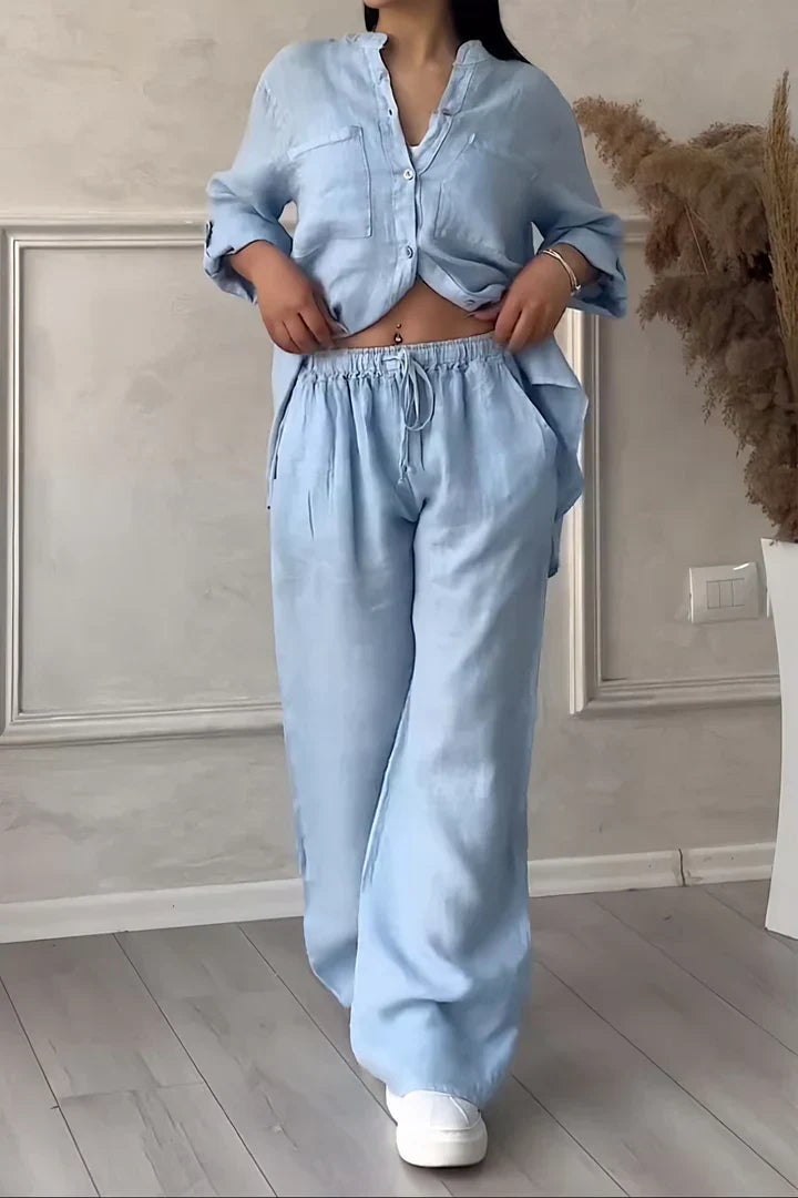 Abi - Stylisches Herbstset mit Top und Leinenhose für Frauen