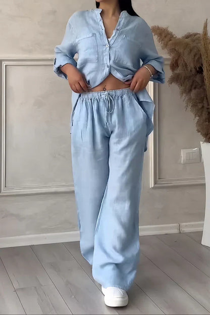 Abi - Stylisches Herbstset mit Top und Leinenhose für Frauen