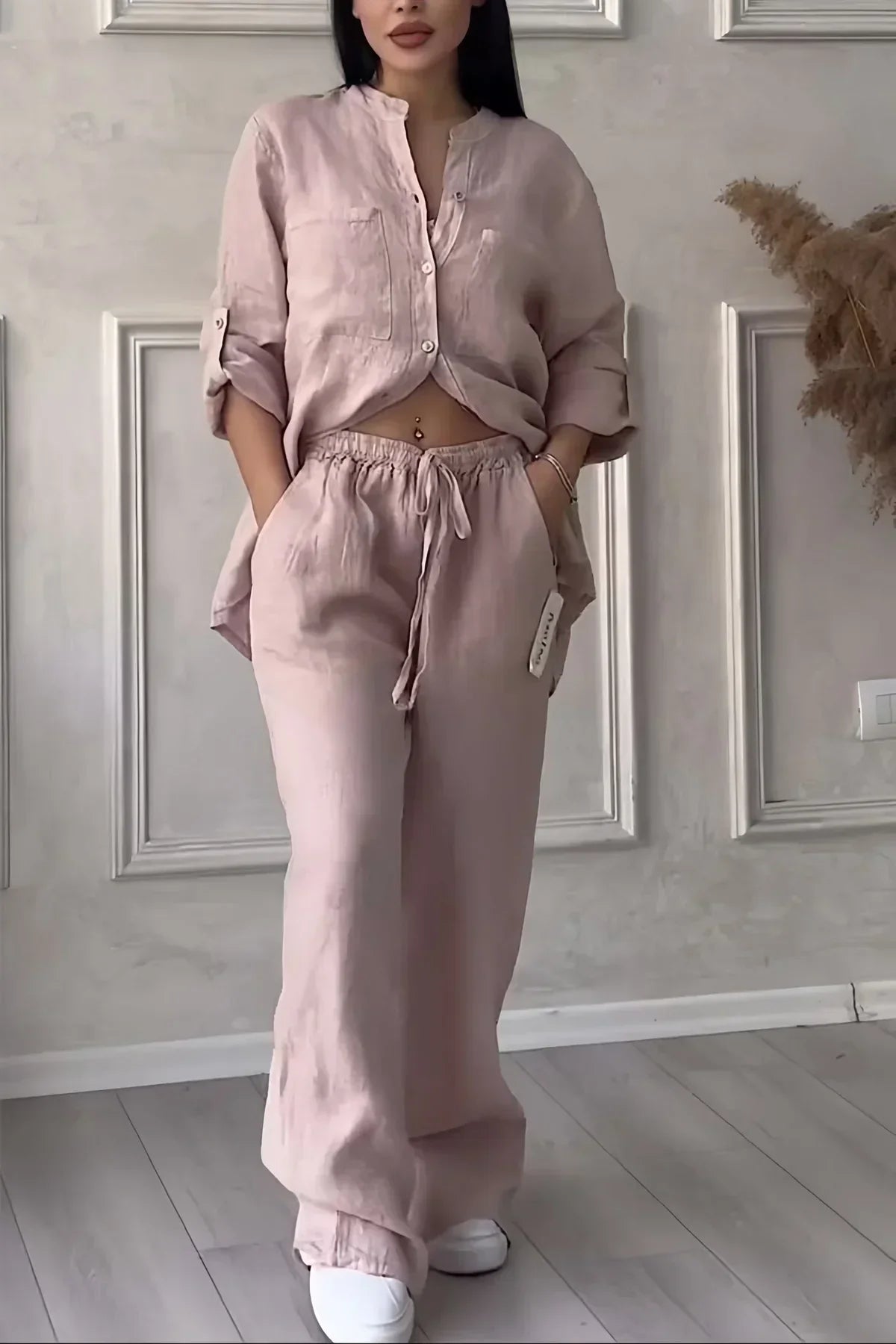 Abi - Stylisches Herbstset mit Top und Leinenhose für Frauen
