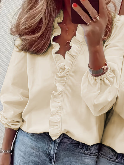 Bluse mit V-Ausschnitt - Ripple-Besatz und atmungsactivees, leichtes Material