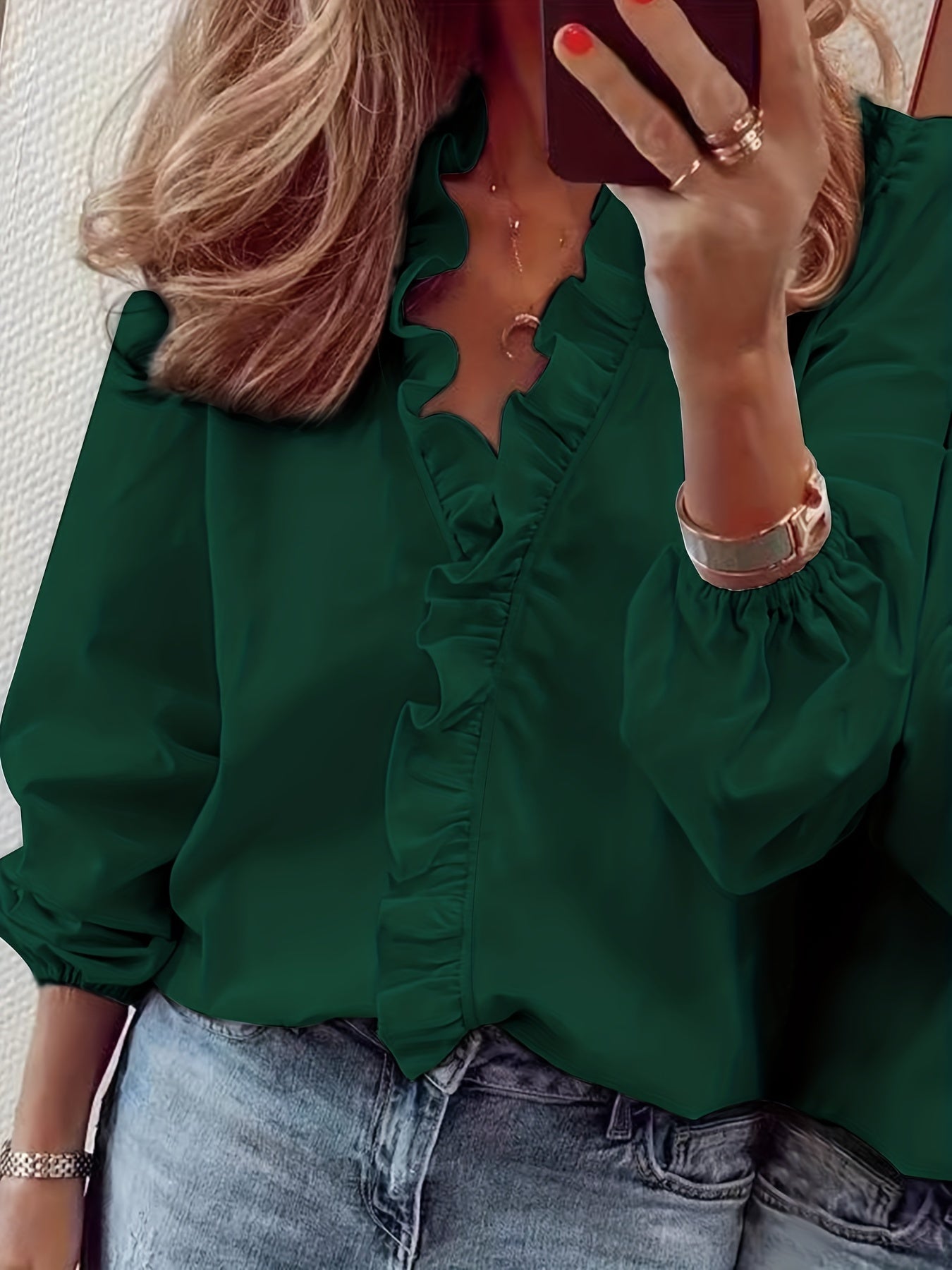 Bluse mit V-Ausschnitt - Ripple-Besatz und atmungsactivees, leichtes Material