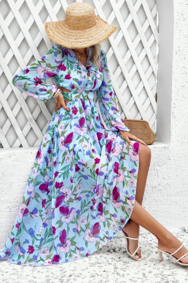 Valena | Florals Print Langärmeliges Kleid